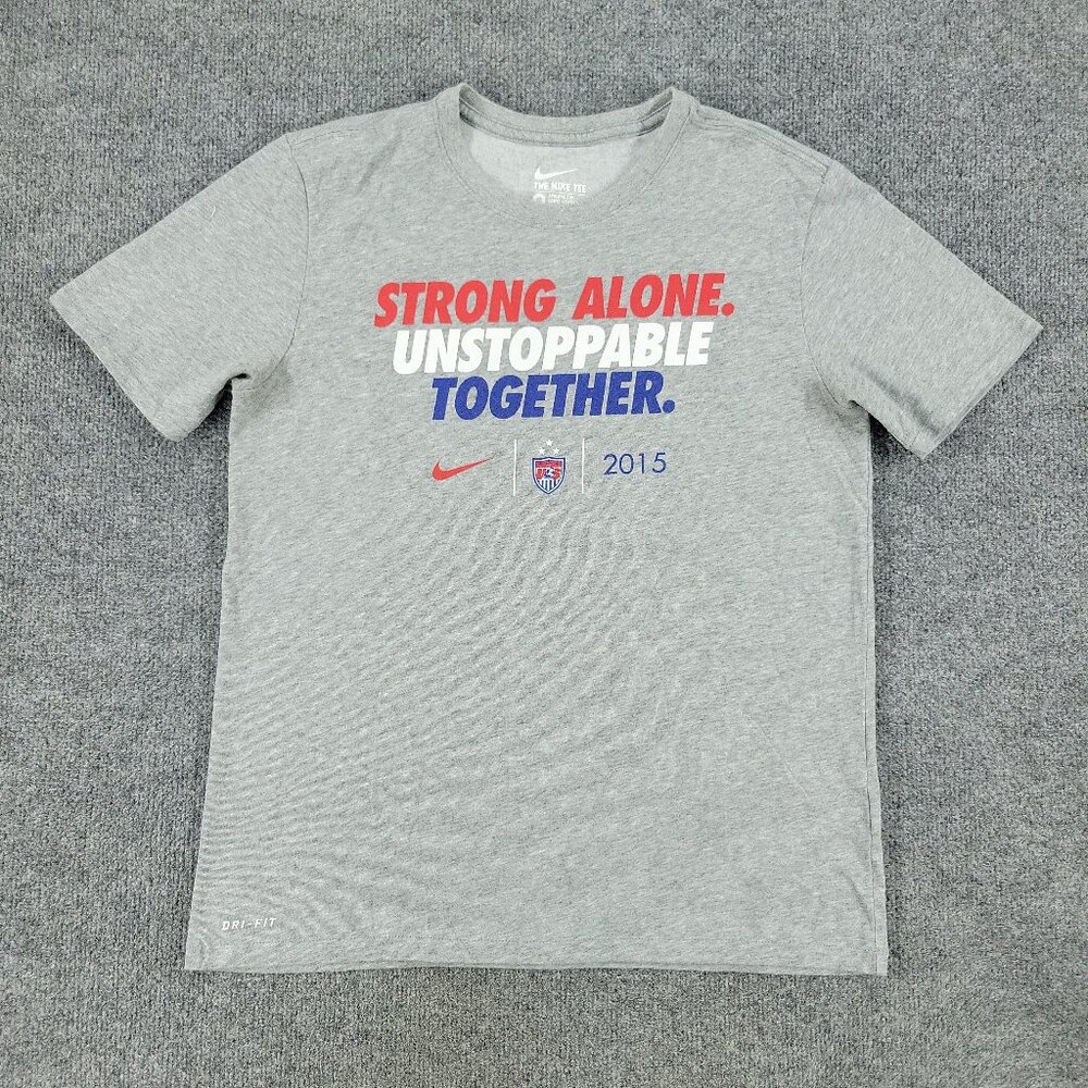 Nike Dri-Fit Shirt Men's Medium Gray USA Soccer Team Graphic Tee Short Sleeve